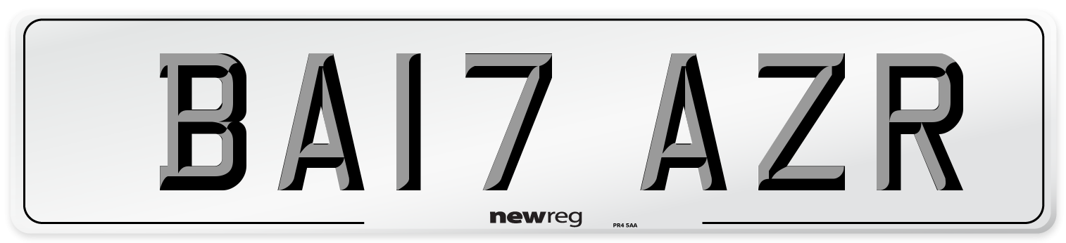 BA17 AZR Number Plate from New Reg